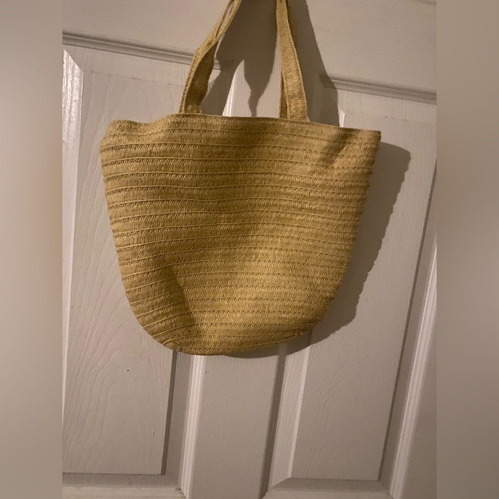 Stylish Tan Woven Tote Bag